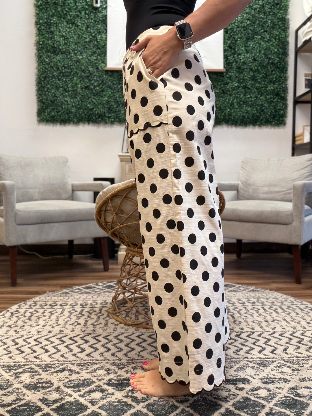 Dot Darling Scalloped Pants