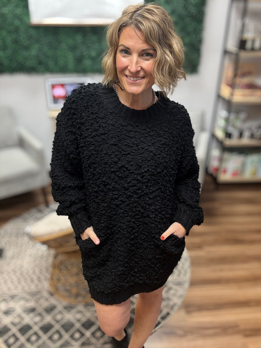 Bouclé Cozy Pocket Sweater Dress