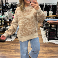 Taupe Floral Sweater