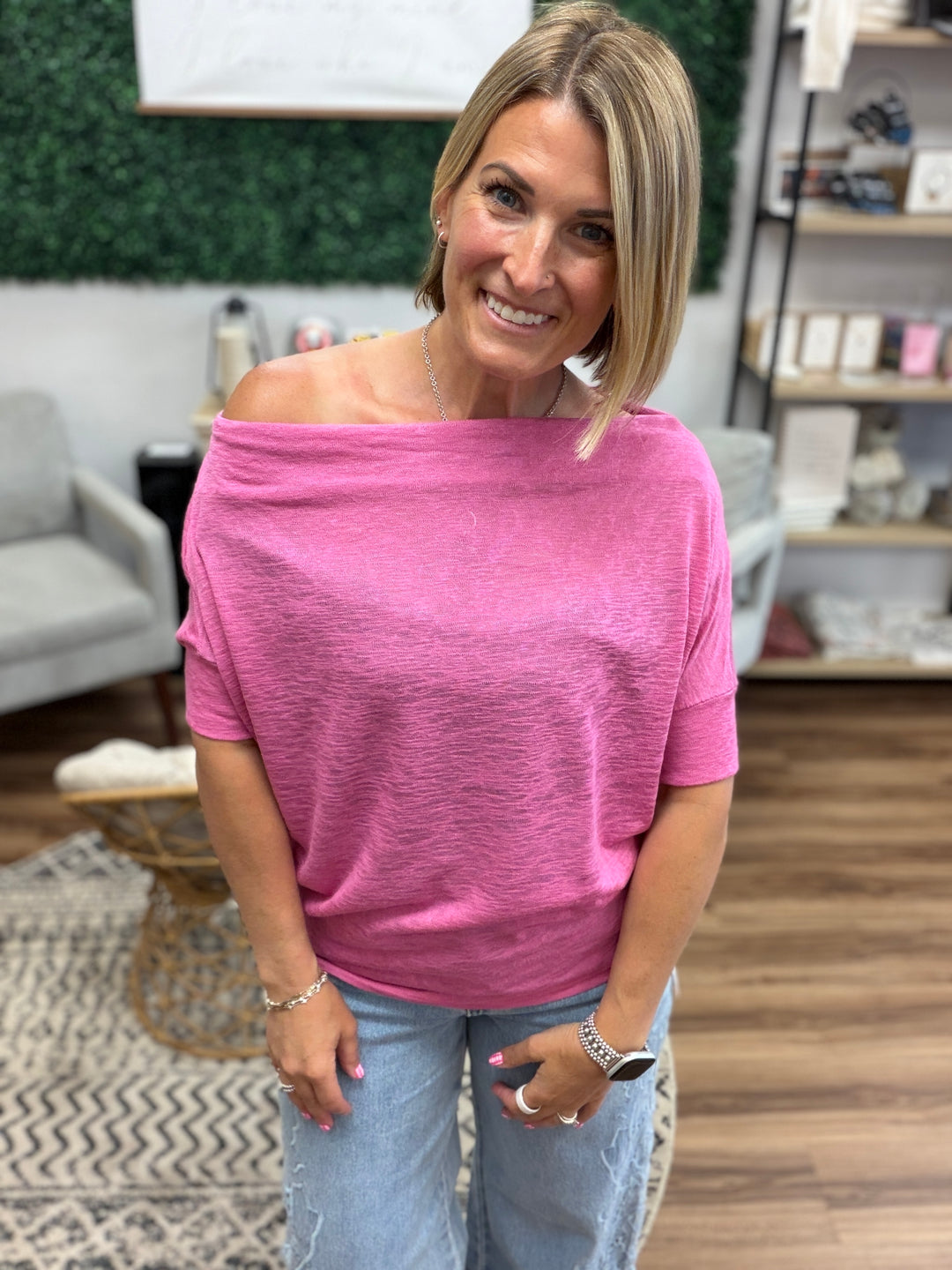 Day to Night Short Sleeve Dolman - Pink