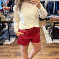 New York Minute Faux Leather Shorts - Red