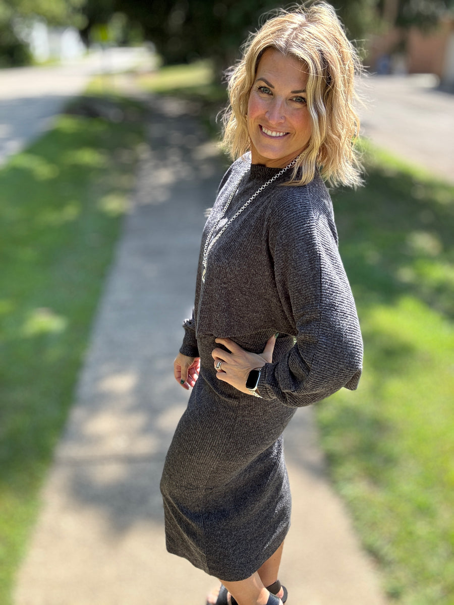 Ribbed Asymmetric Hem and Sleeve Top & Skirt Set