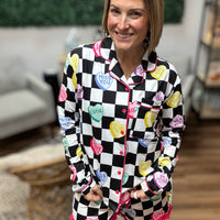 Checkered Conversation Hearts Pajama Set