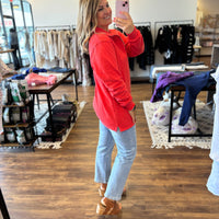 Miley - Vintage Quarter Zip Pullover - Red