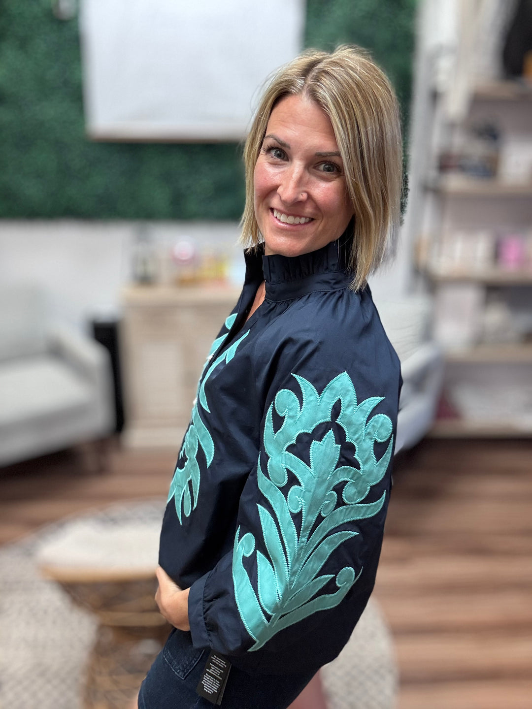 Coastal Charm Embroidered Blouse