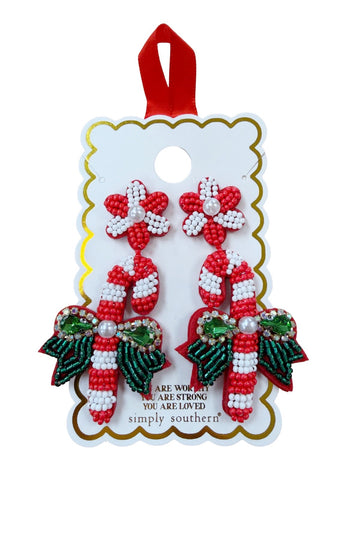 Beaded Candy Cane Earrings