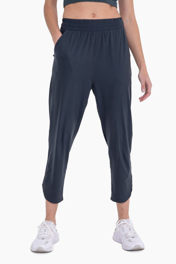Athleisure Joggers with Curved Notch-Hem