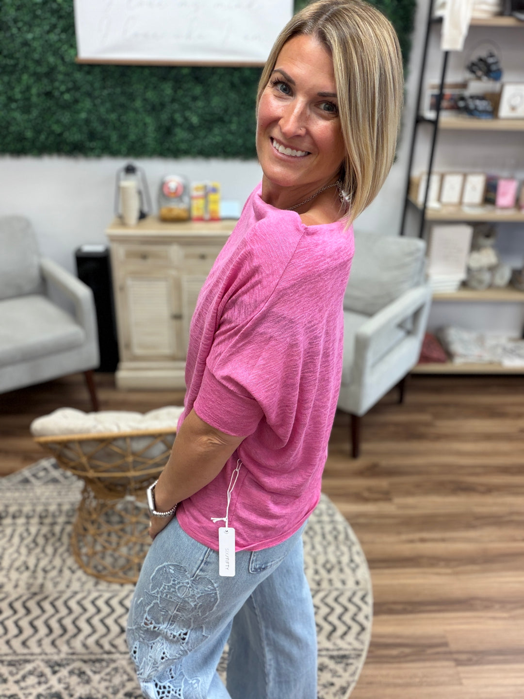 Day to Night Short Sleeve Dolman - Pink