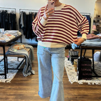 Balloon Sleeve Striped Sweater