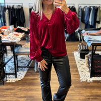 Love Interest Velvet Top - Cranberry