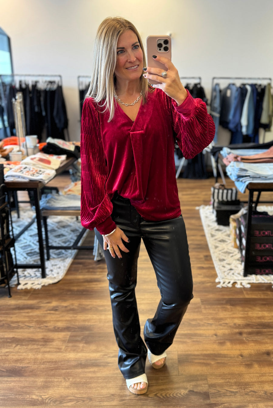 Love Interest Velvet Top - Cranberry