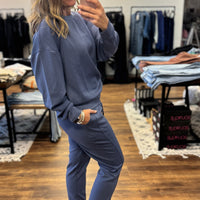 Scuba Crewneck Pullover & Jogger 2-Piece Set - Blue Indigo