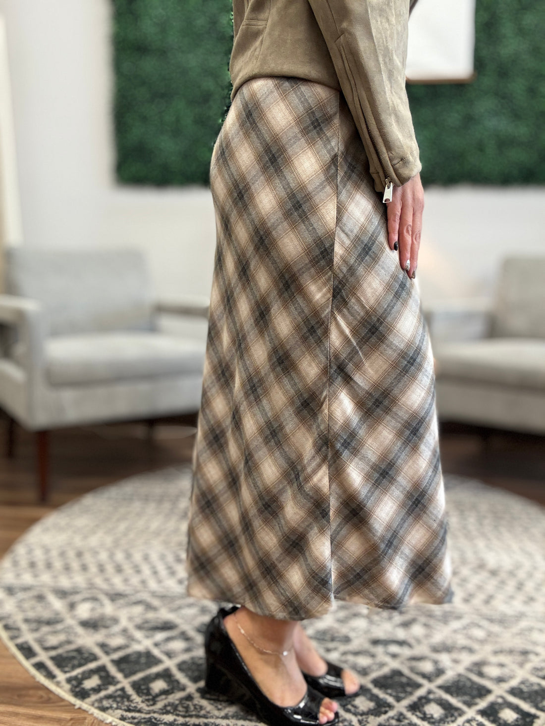 Tartan Plaid Midi Skirt