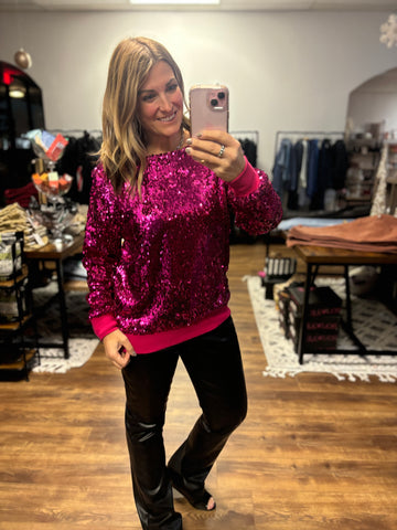 In the Spotlight Sequin Top - Hot Pink