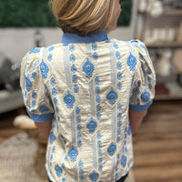 Blue Willow Embroidered Blouse