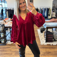 Love Interest Velvet Top - Cranberry