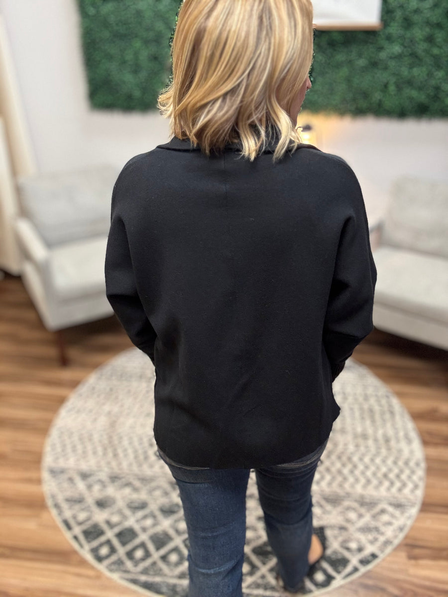 Madeline - Knit Blazer Cardigan - Black