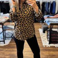 Nina - Leopard Print Button Up Blouse