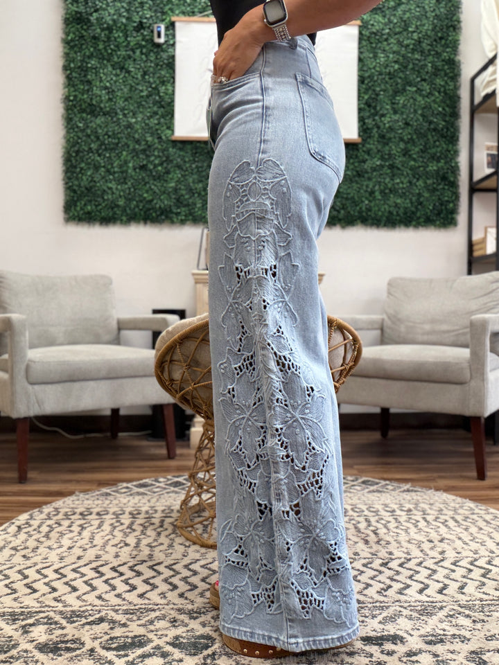 Blakeley - Floral Charm Wide Leg Jeans