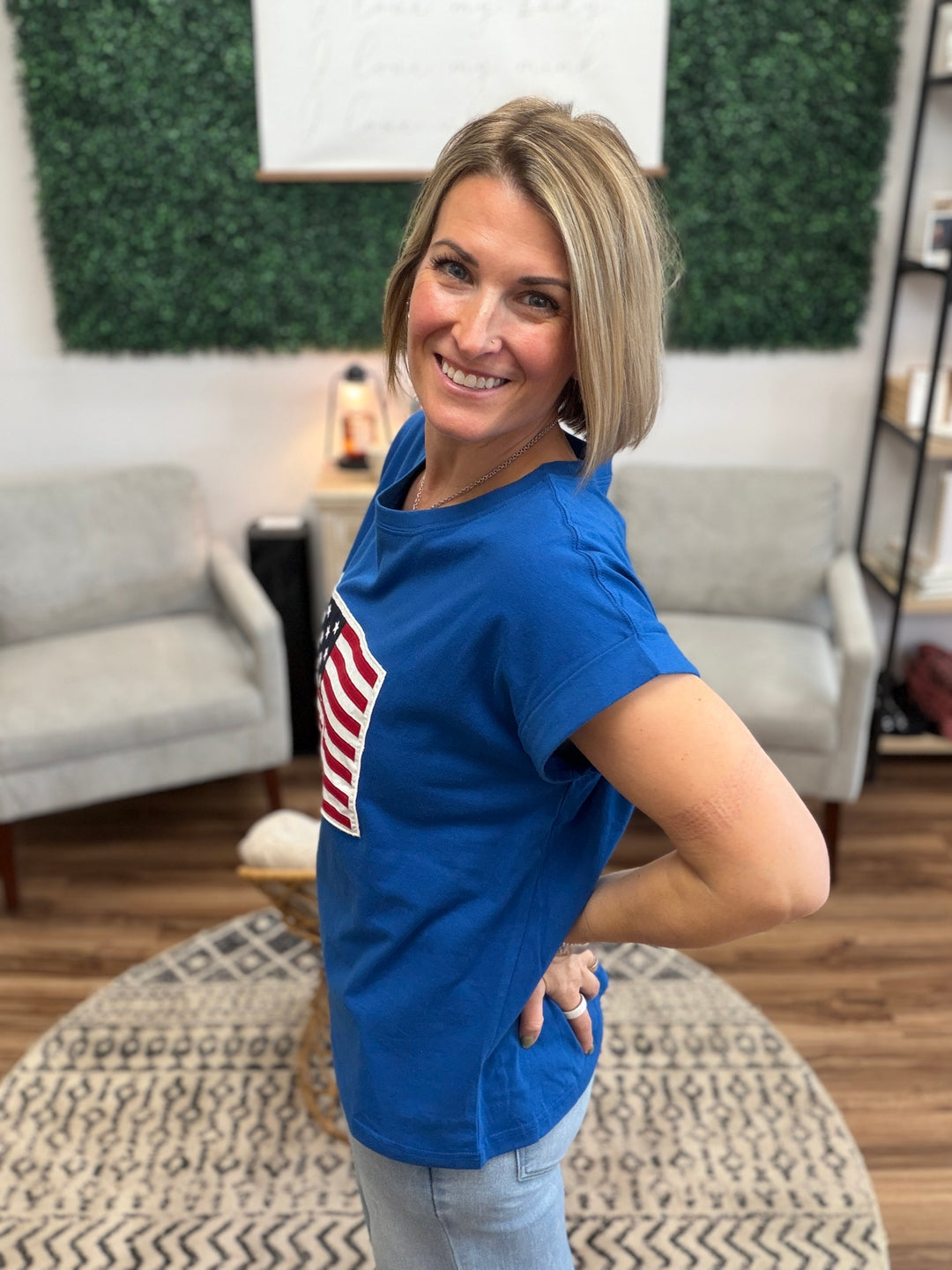 Flag Patch Tee - Classic Blue