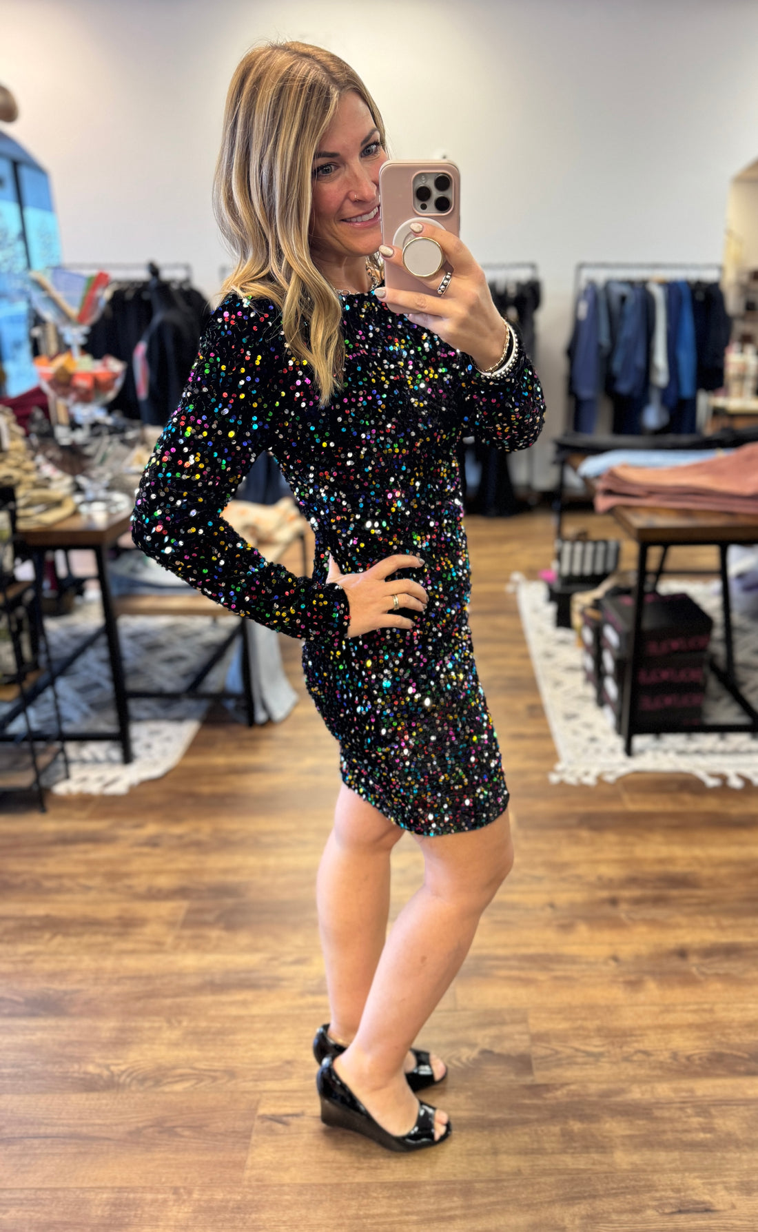 Crowd Pleaser Sequin Dress - Multi Color