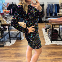 Crowd Pleaser Sequin Dress - Multi Color