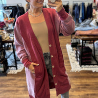 Desi Sweatshirt Cardigan - Maroon