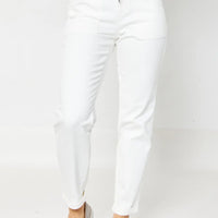 Judy Blue - High Rise White Double Roll Cuff Jogger