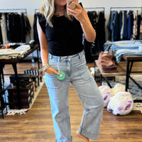 Blakeley - High Rise Cuffed Wide Leg Jeans