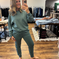 Scuba Crewneck Pullover & Jogger 2-Piece Set - Ash Jade