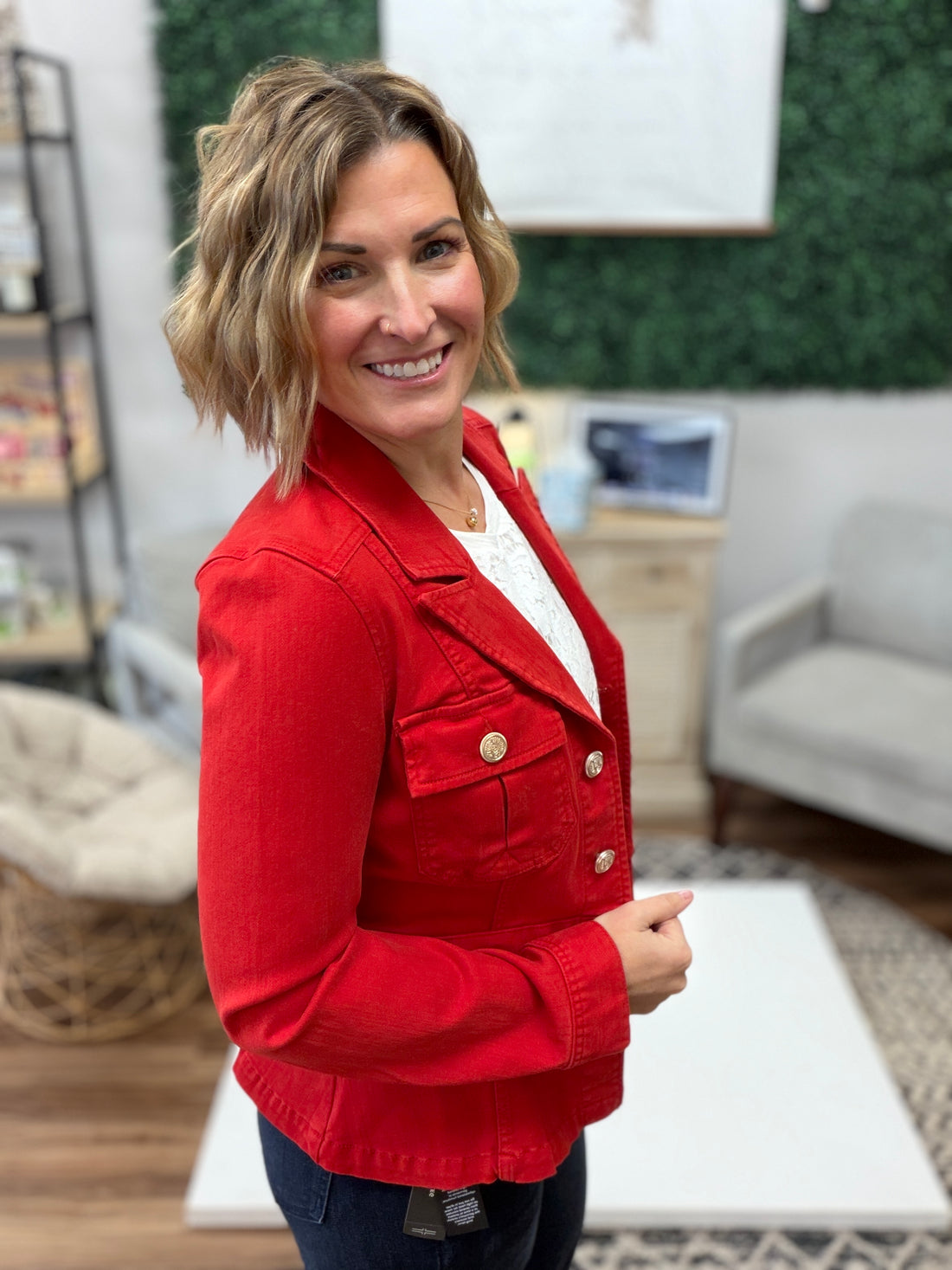 Liverpool - Peplum Jacket with Tab Detail