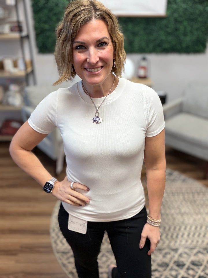 Essential Micro-Ribbed Athleisure Top - White