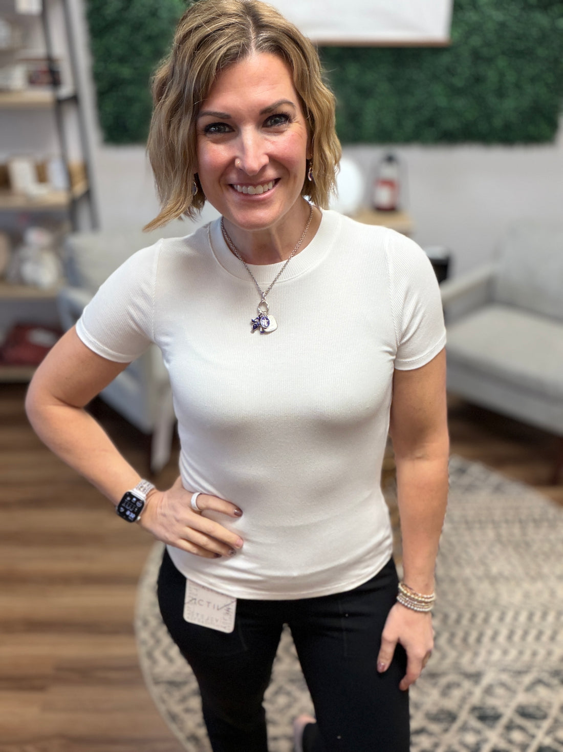 Essential Micro-Ribbed Athleisure Top - White