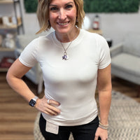 Essential Micro-Ribbed Athleisure Top - White