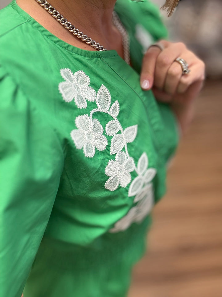 Clover Lane Embroidered Romper
