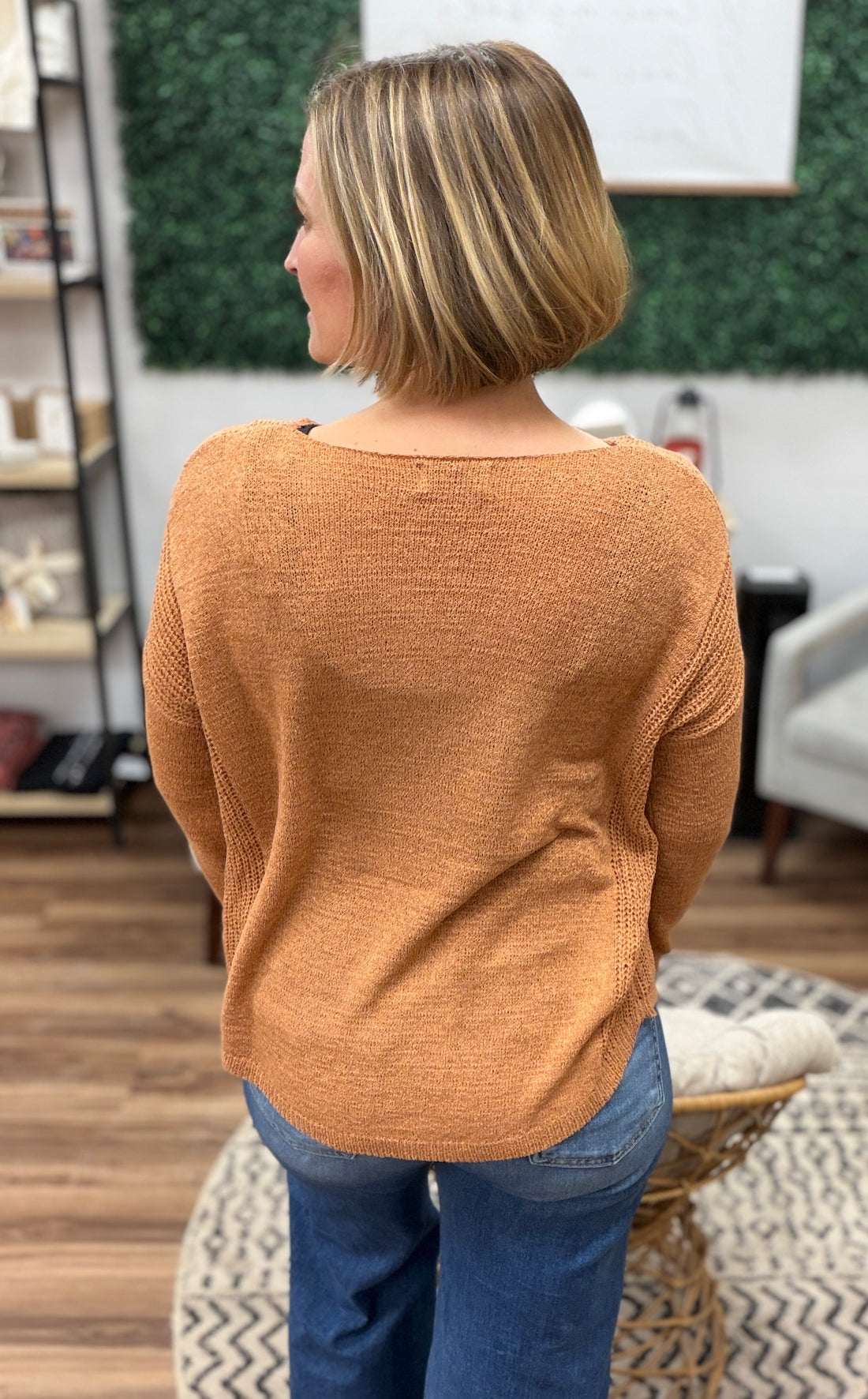 Lightweight Drop Shoulder Sweater - Terracotta