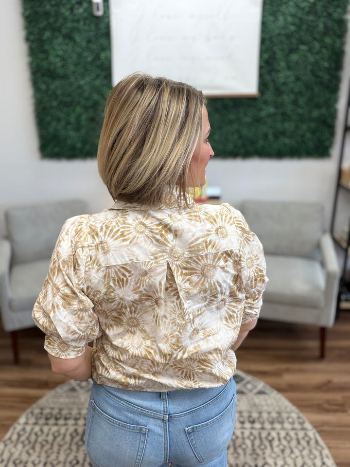 Liverpool - Puff Sleeve Button Front Woven Top