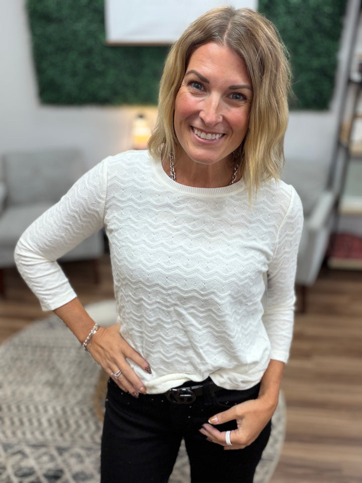 Liverpool - 3/4 Sleeve Lightweight Sweater with Rib Trim