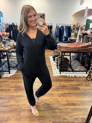 Karina - Long Sleeve Jumpsuit - Black