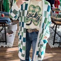 Luck 'o the Irish Checkered Cloud Cardigan