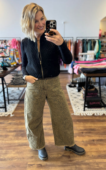 Cheetah Print Barrel Jeans