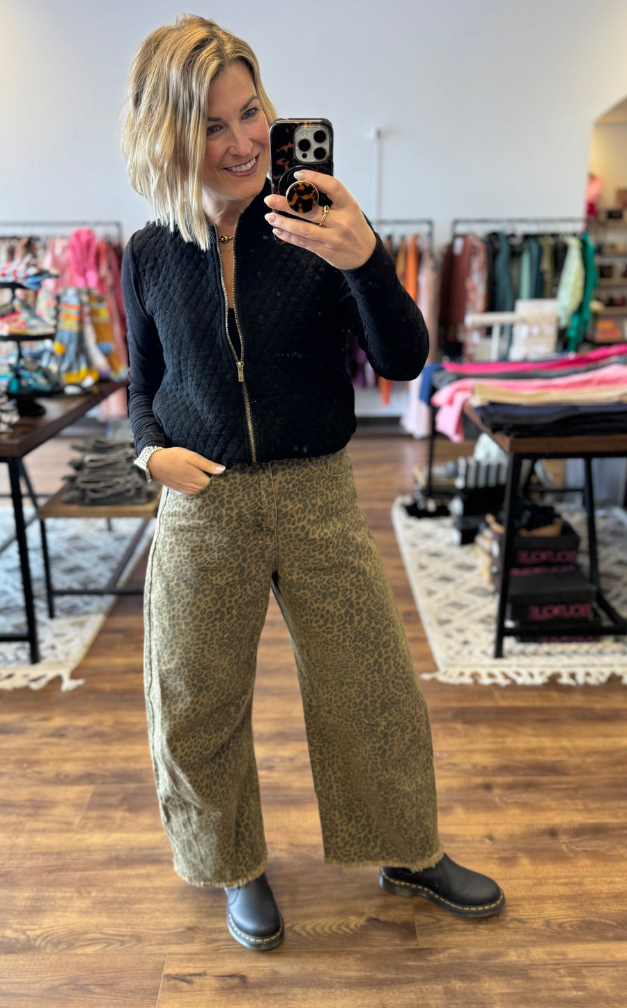 Cheetah Print Barrel Jeans