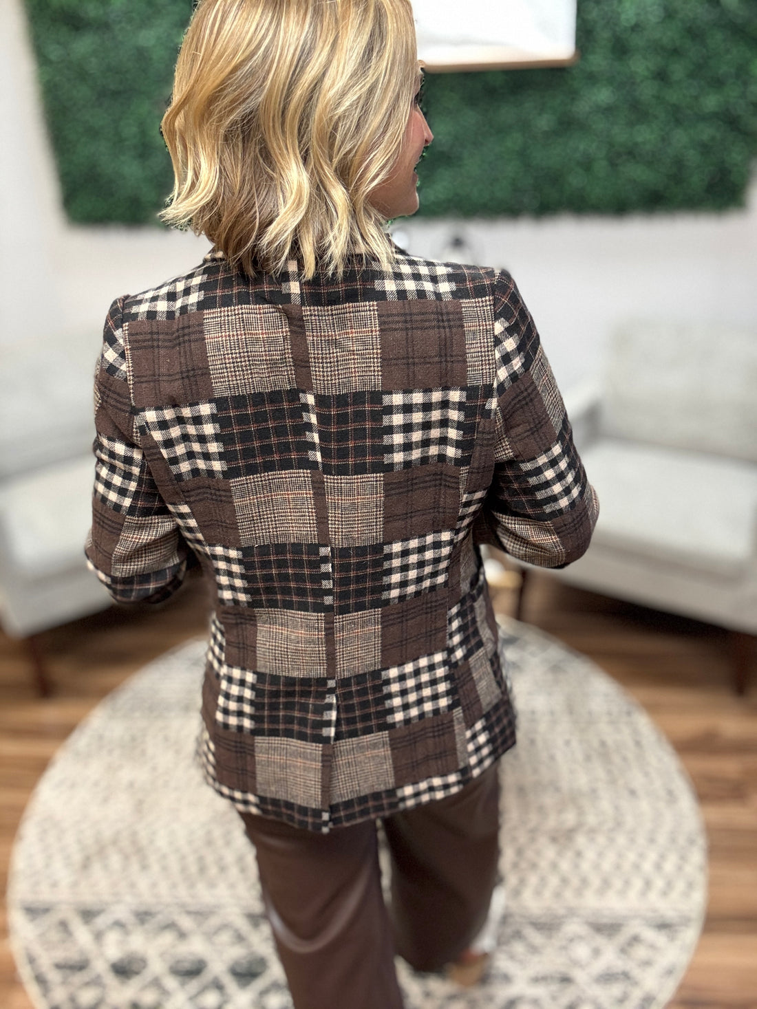 Patchwork Plaid Blazer