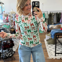 Keigan Mesh Top- Midnight Bow Christmas Edition