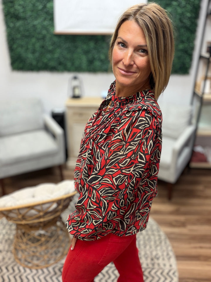 Liverpool - Long Sleeve Woven Blouse with Pintucks