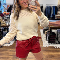 New York Minute Faux Leather Shorts - Red