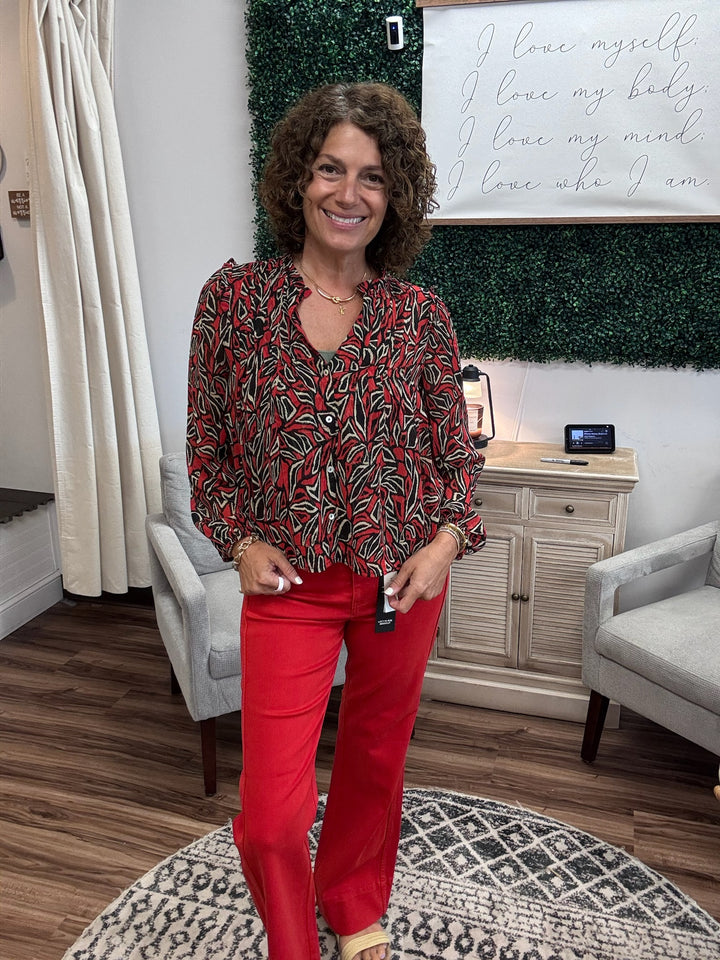 Liverpool - Long Sleeve Woven Blouse with Pintucks