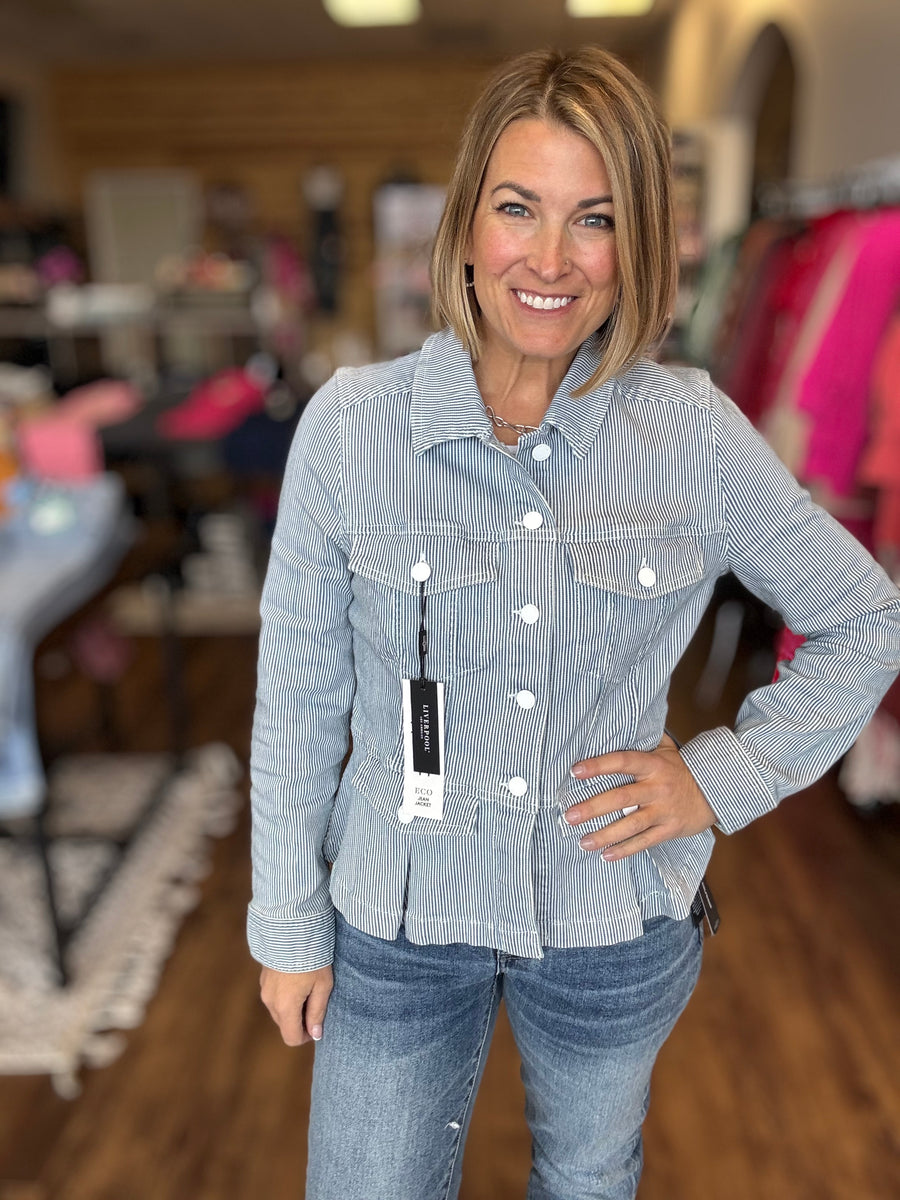 Liverpool - Pinstripe Peplum Jacket