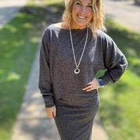 Ribbed Asymmetric Hem and Sleeve Top & Skirt Set