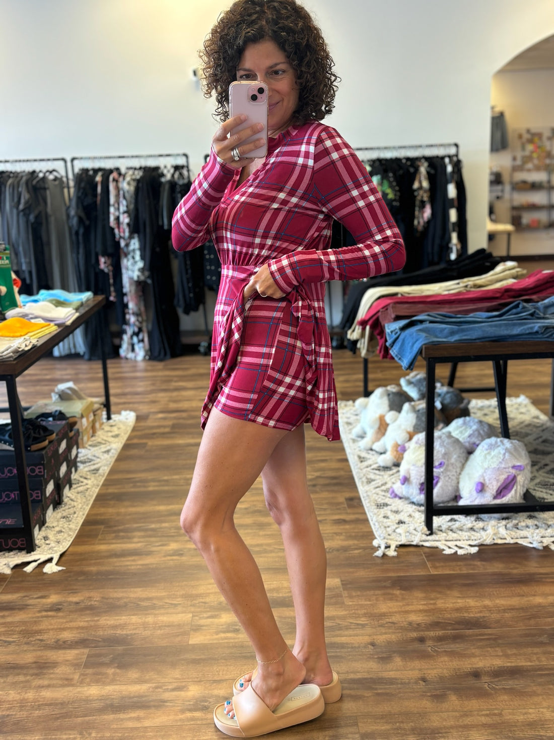 Marissa - Long Sleeve Plaid Dress